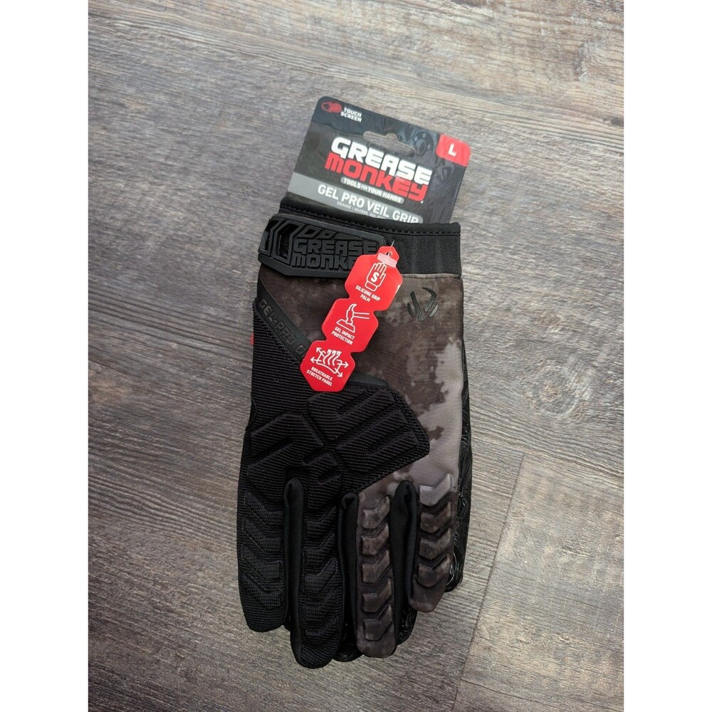 Grease Monkey Gel Pro Veil Grip Work Gloves Large Touchscreen Impact Protection